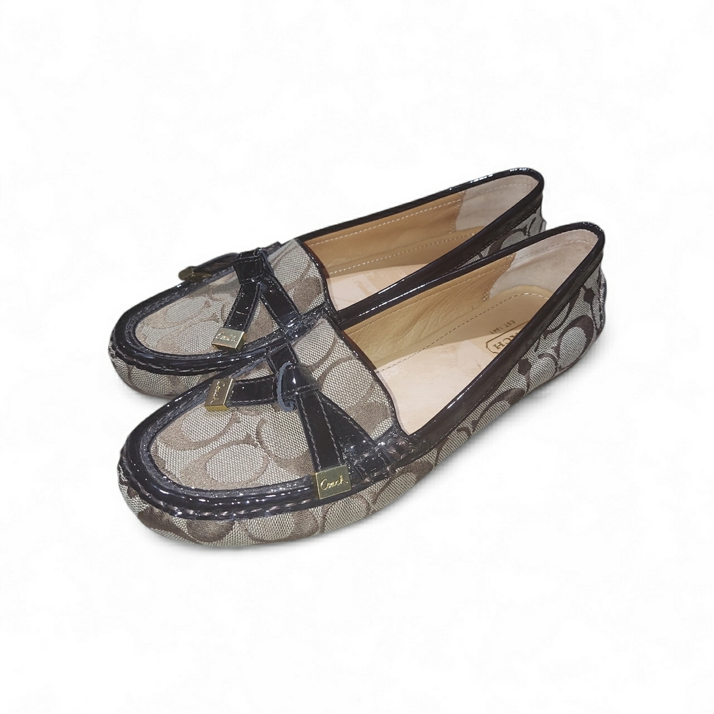 Coach Women's Tan and Brown Patterned Loafers